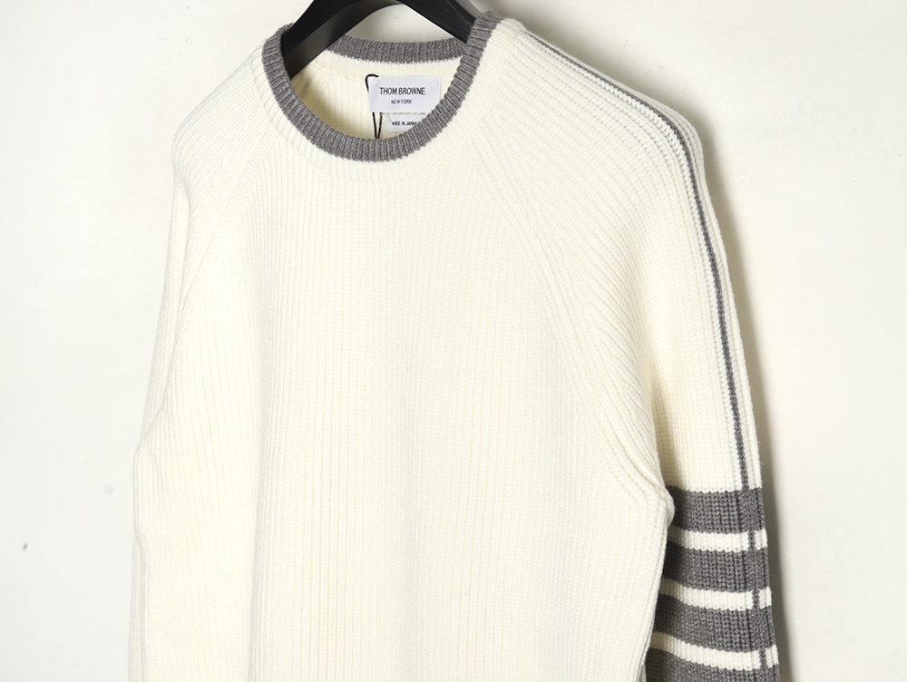 Thom Browne striped color block crew neck sweater