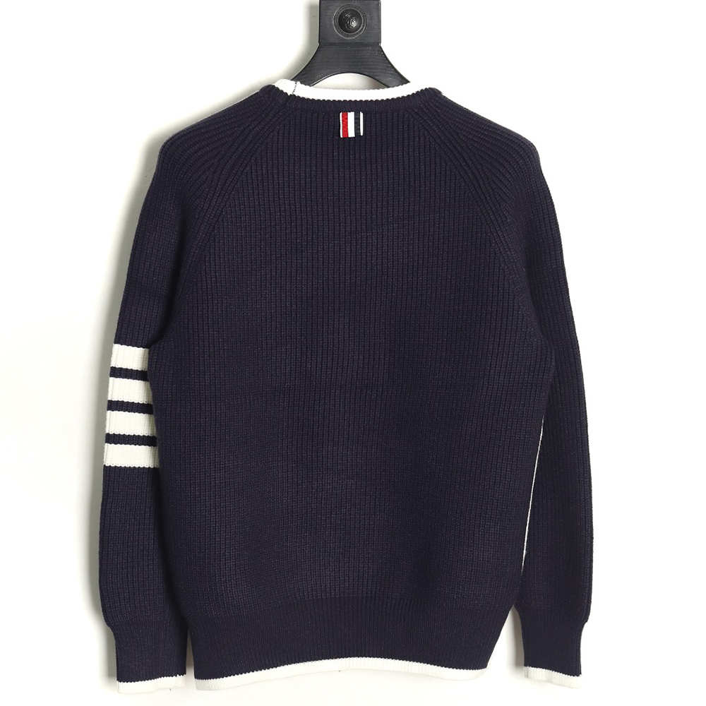 Thom Browne striped color block crew neck sweater TSK2