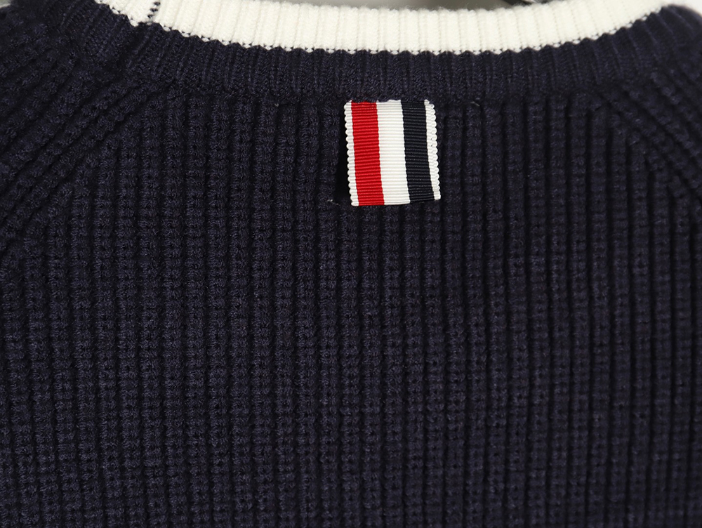 Thom Browne striped color block crew neck sweater TSK2