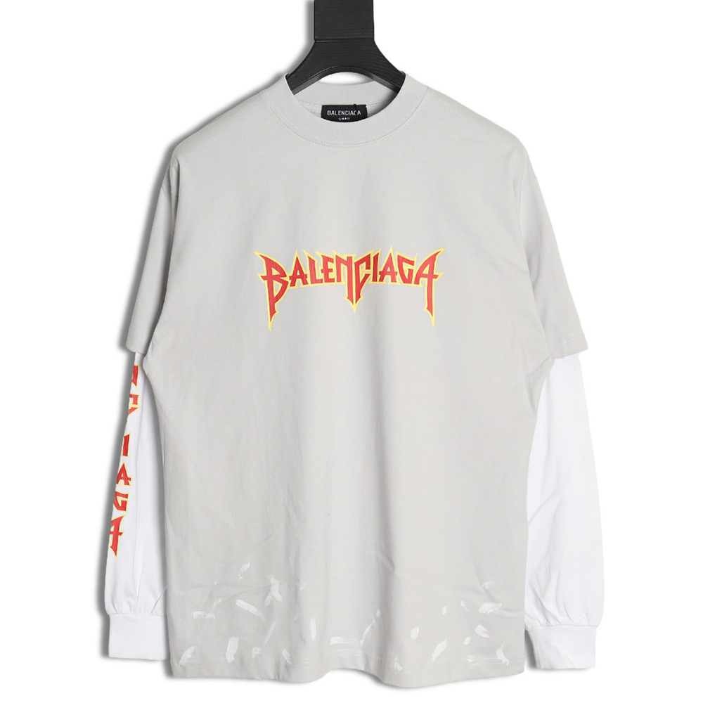 Balenciaga flame logo letter print fake two-piece long sleeve