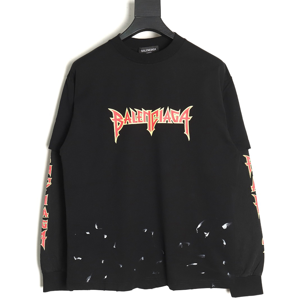 Balenciaga flame logo letter print fake two-piece long sleeve TSK1