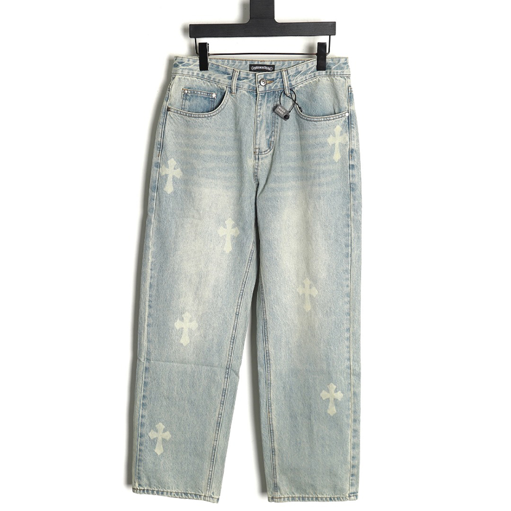 Chrome Heart Classic White Cross Denim Pants
