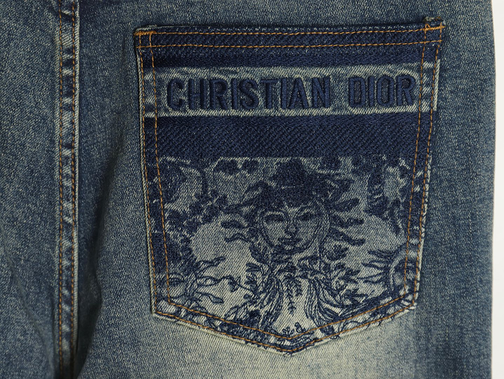 Dior denim trousers with back pocket embroidery