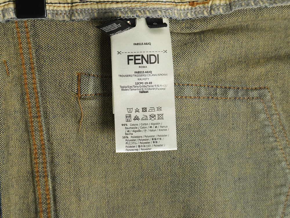 Fendi colorful embroidered lettering denim trousers