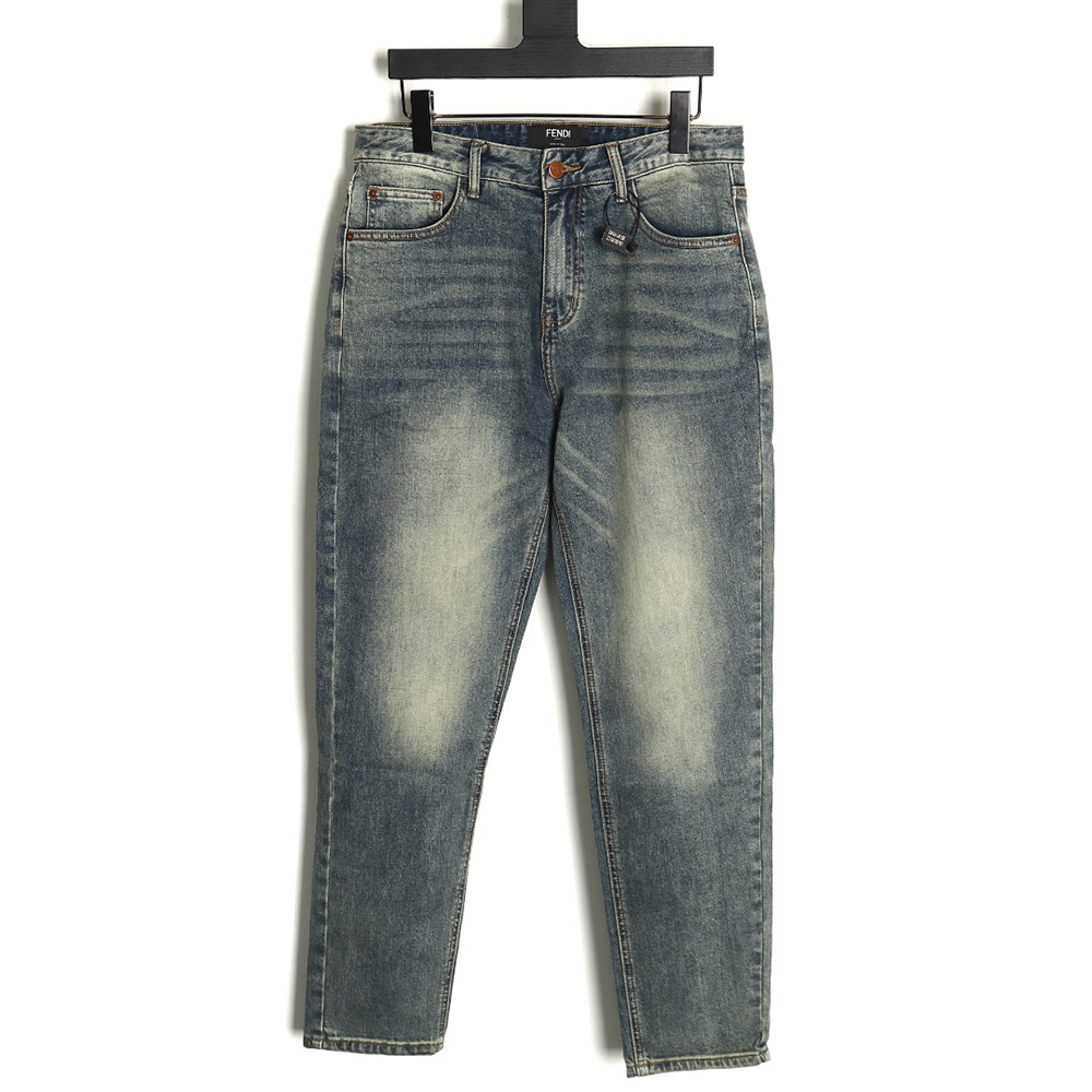 Fendi colorful embroidered lettering denim trousers