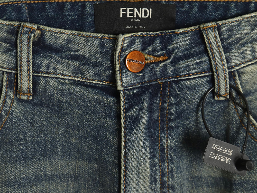 Fendi colorful embroidered lettering denim trousers
