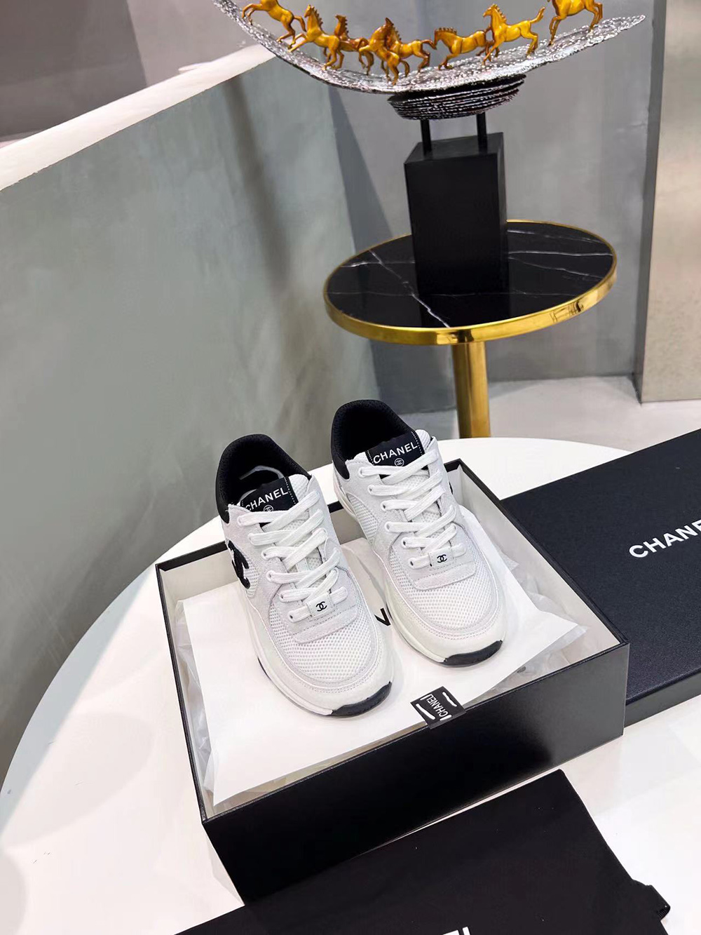 Chanel CC Low-Top Sneakers Black & Light Purple