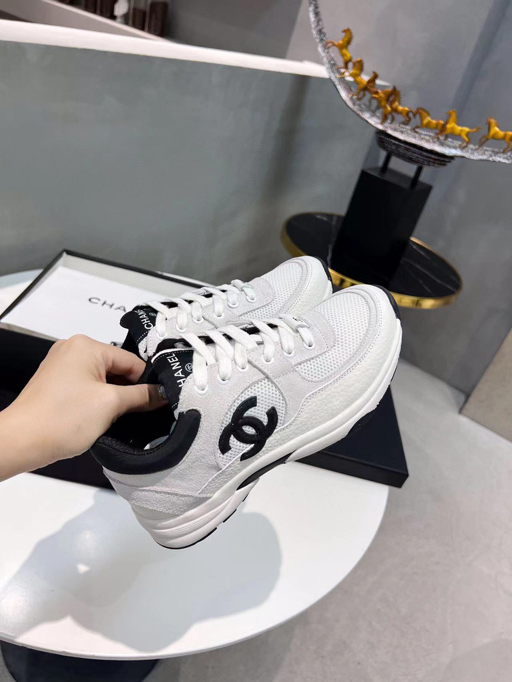 Chanel CC Low-Top Sneakers Black & Light Purple