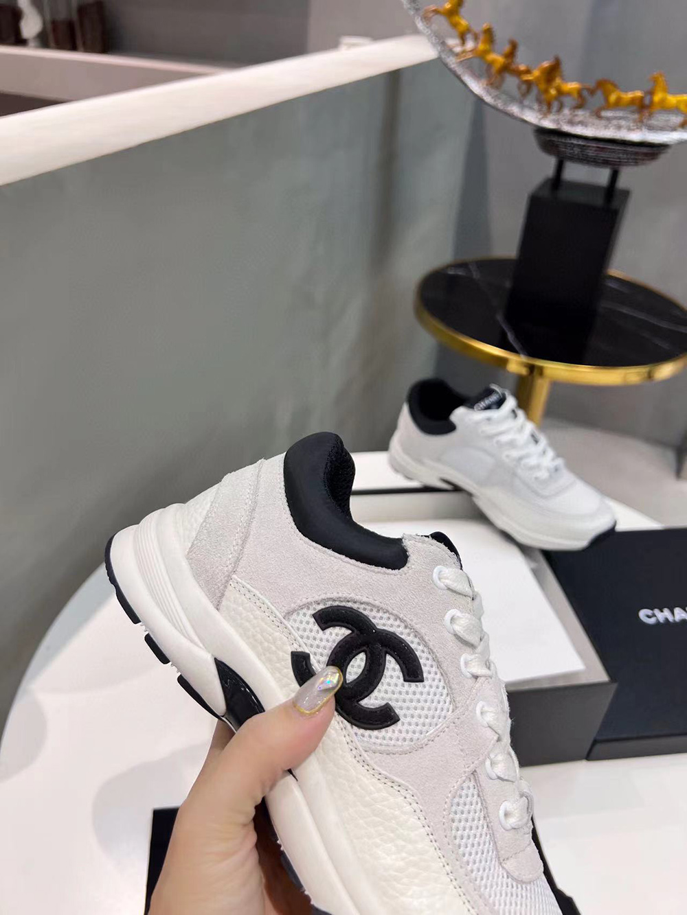 Chanel CC Low-Top Sneakers Black & Light Purple