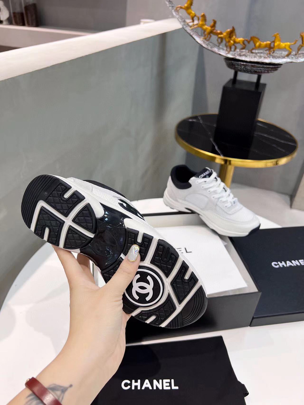 Chanel CC Low-Top Sneakers Black & Light Purple