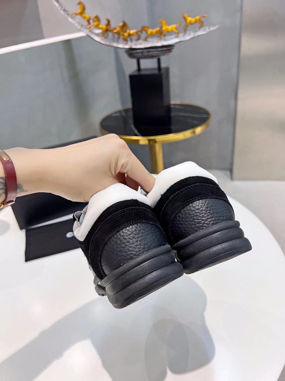 Chanel CC Low-Top Sneakers Black & White