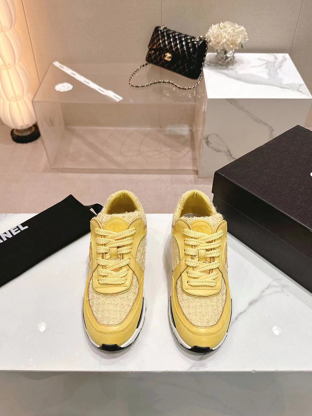 Chanel CC Low-Top Sneakers Light Yellow & Yellow