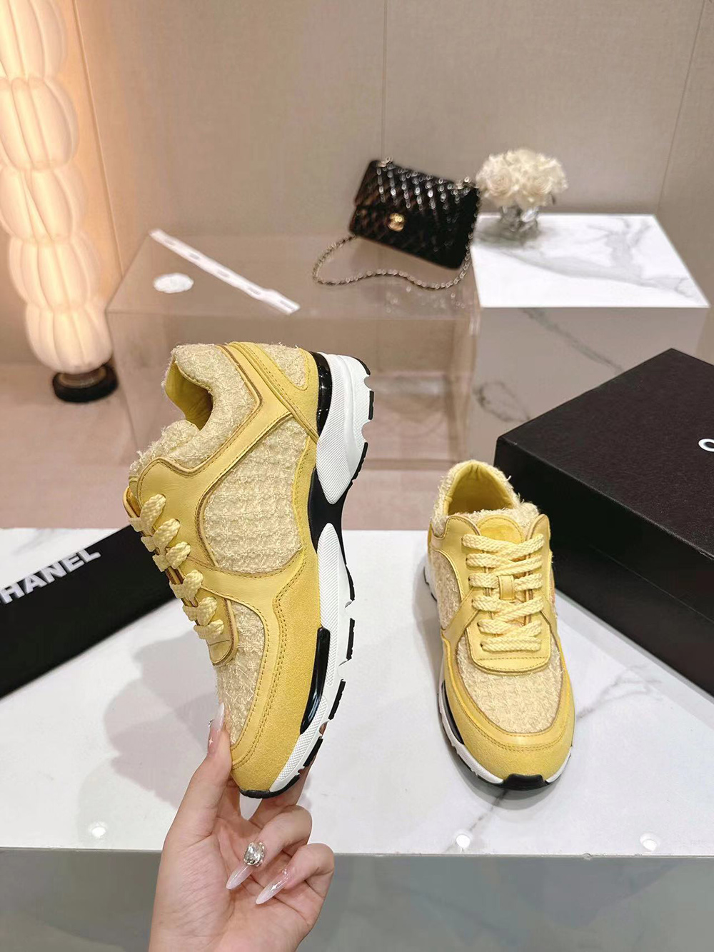 Chanel CC Low-Top Sneakers Light Yellow & Yellow