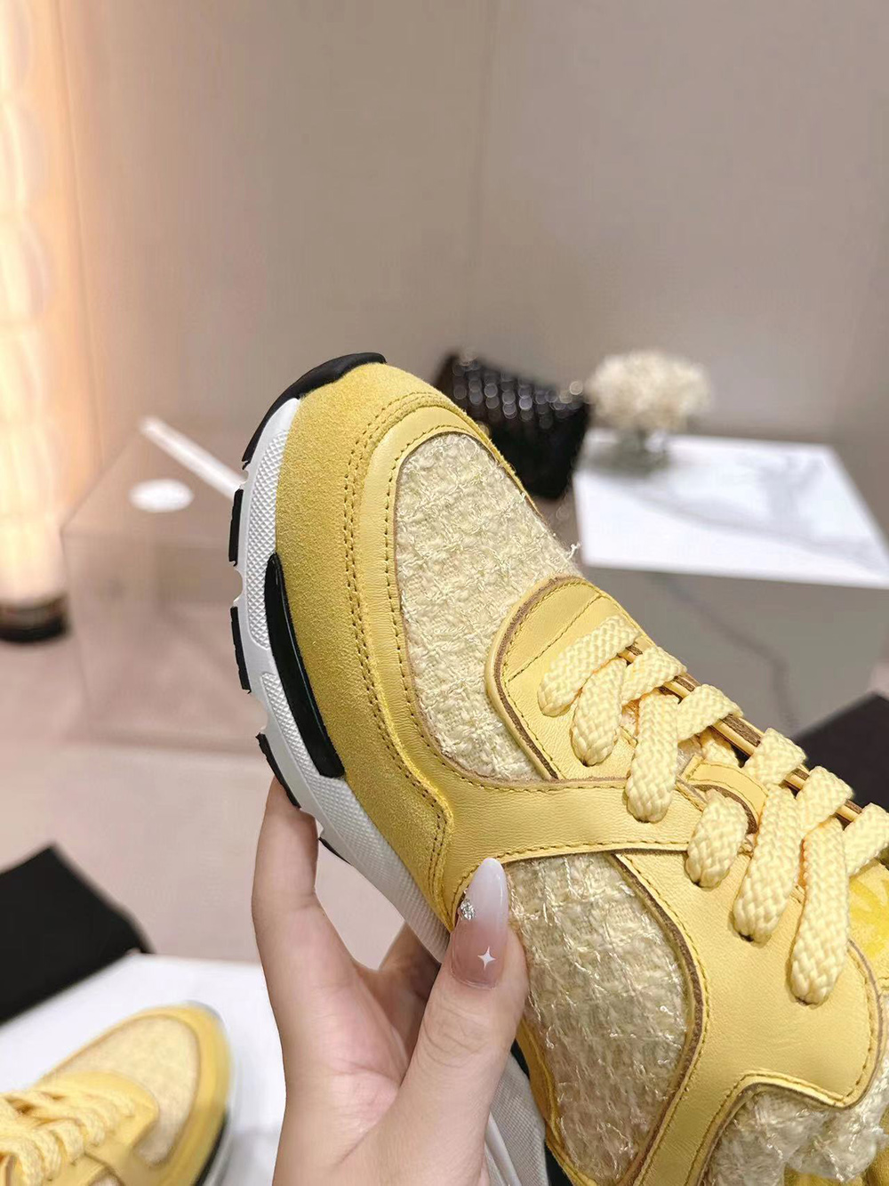 Chanel CC Low-Top Sneakers Light Yellow & Yellow