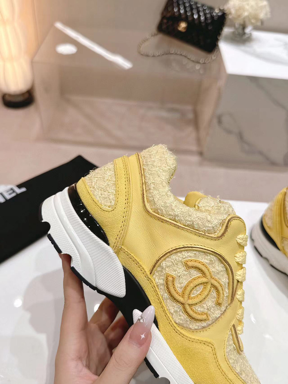 Chanel CC Low-Top Sneakers Light Yellow & Yellow