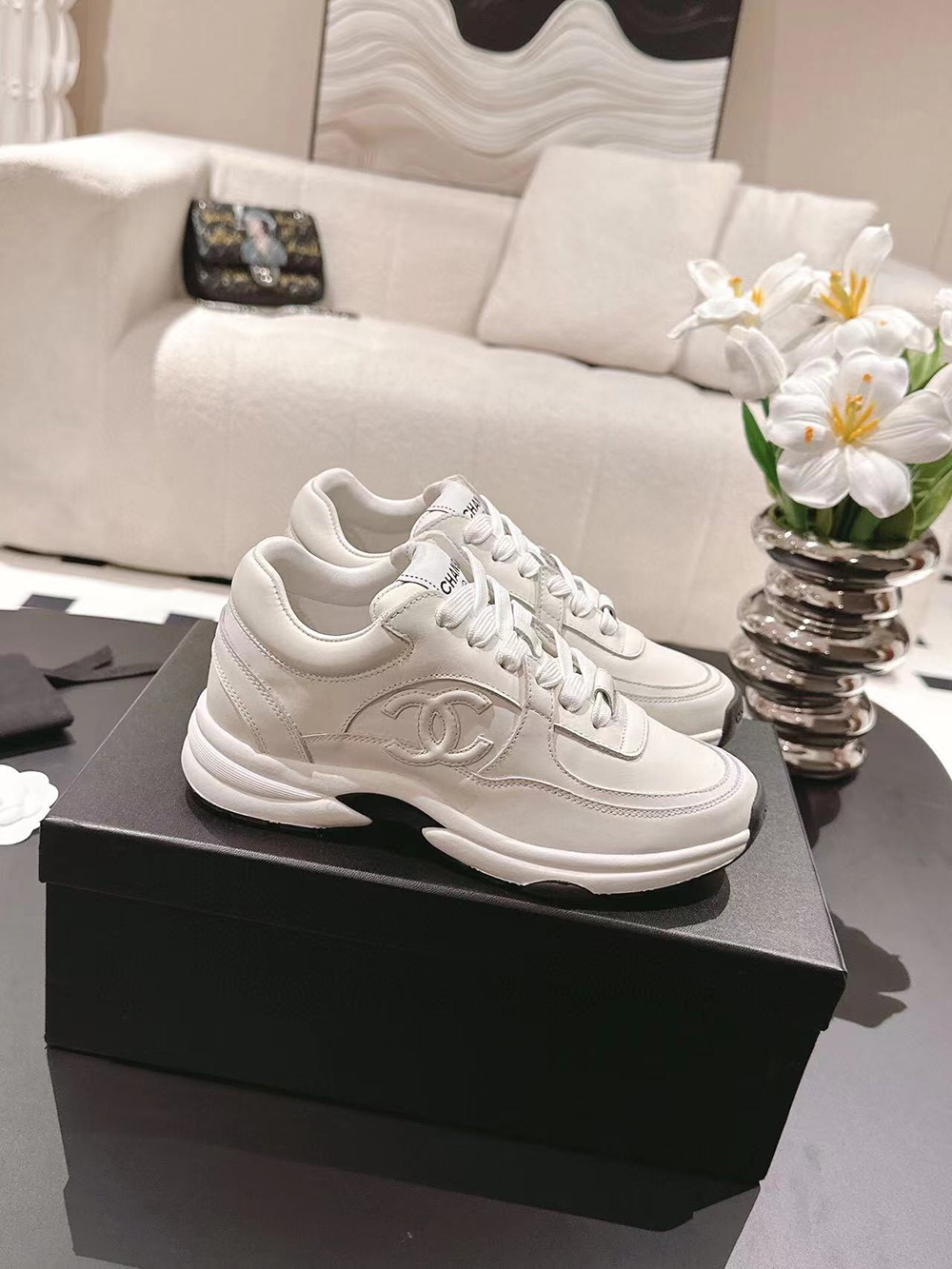 Chanel CC Low-Top Sneakers White