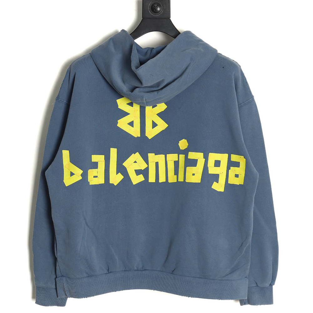 Balenciaga tape haze blue hooded sweatshirt