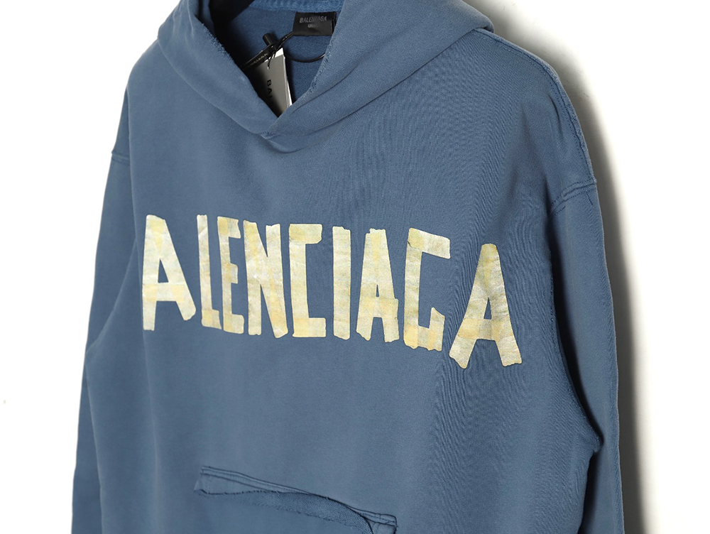 Balenciaga tape haze blue hooded sweatshirt