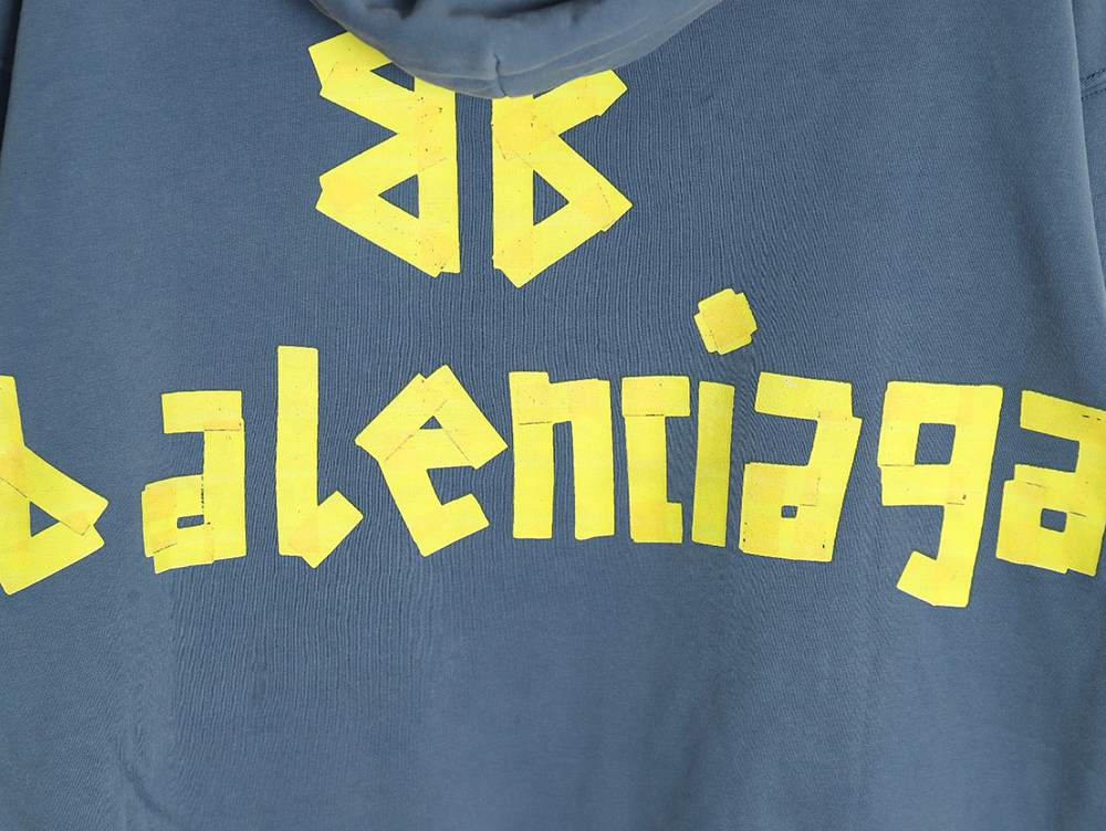 Balenciaga tape haze blue hooded sweatshirt