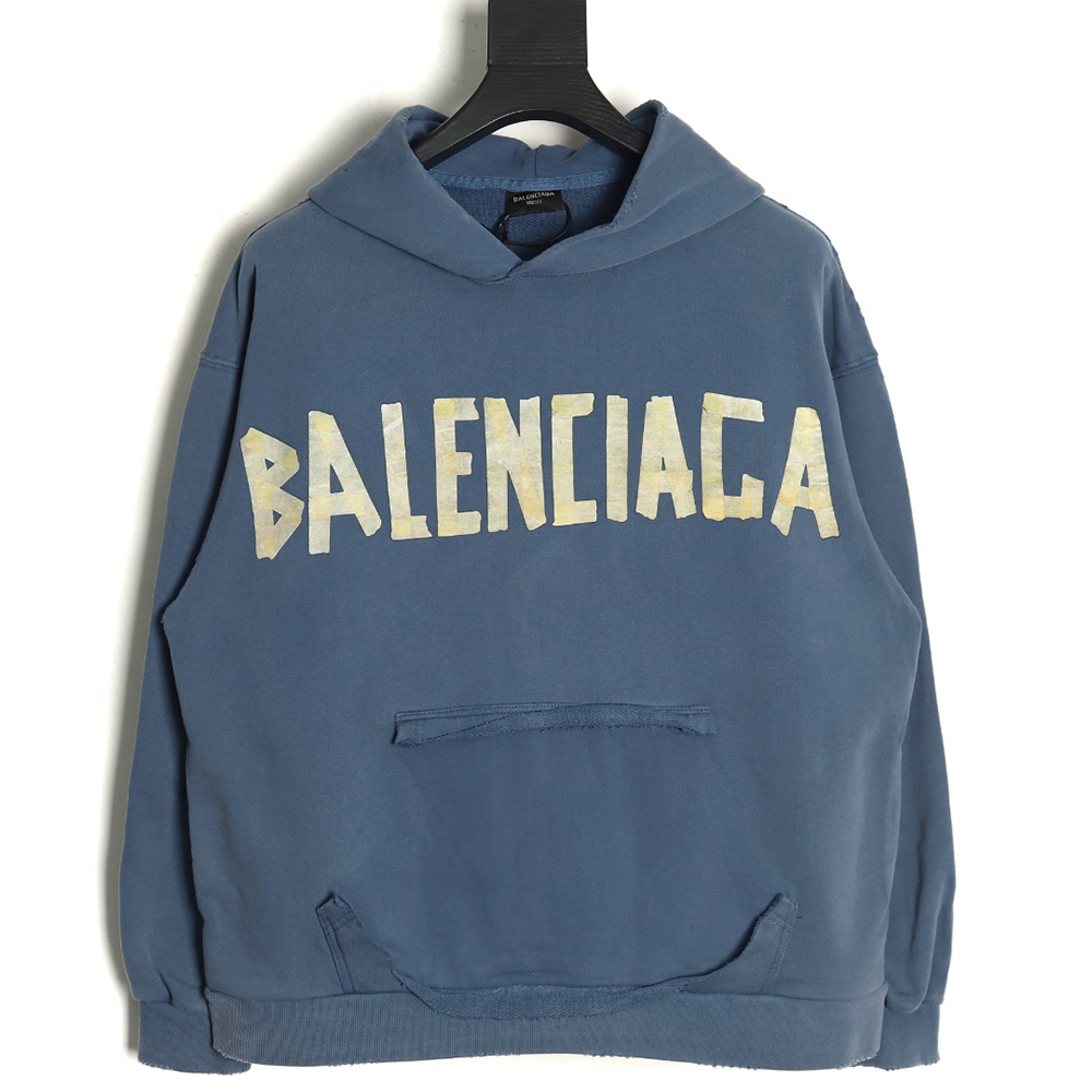 Balenciaga tape haze blue hooded sweatshirt