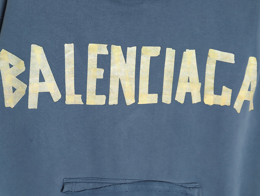 Balenciaga tape haze blue hooded sweatshirt