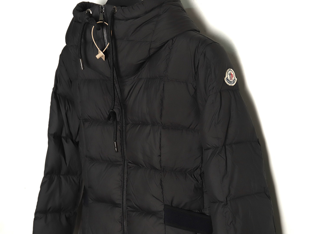 Moncler long belted down jacket