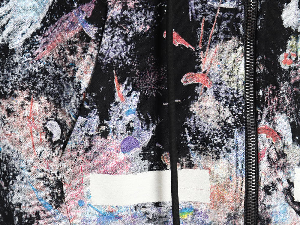 off-white starry sky fireworks splash ink zipper sweatshirt