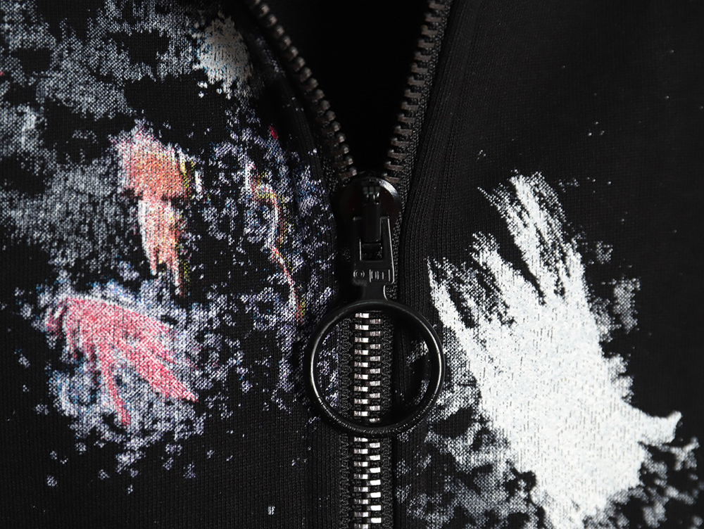 off-white starry sky fireworks splash ink zipper sweatshirt