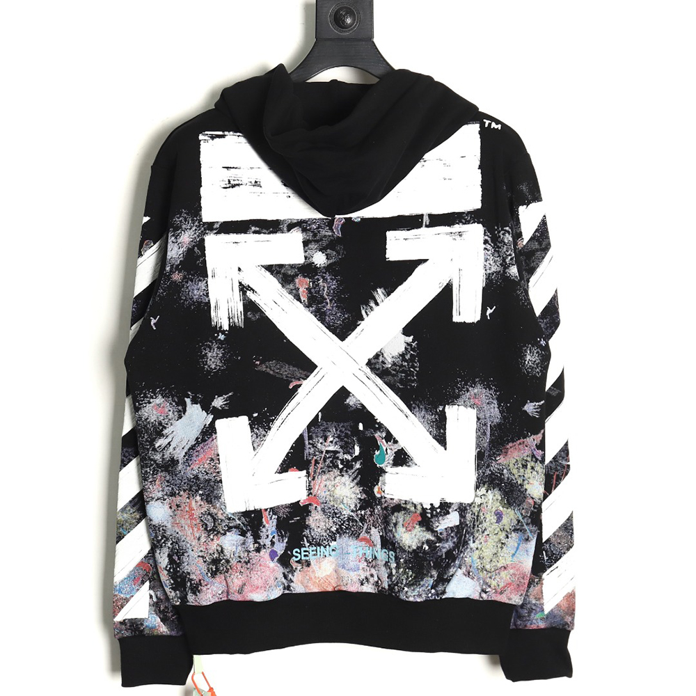 off-white starry sky fireworks splash ink zipper sweatshirt