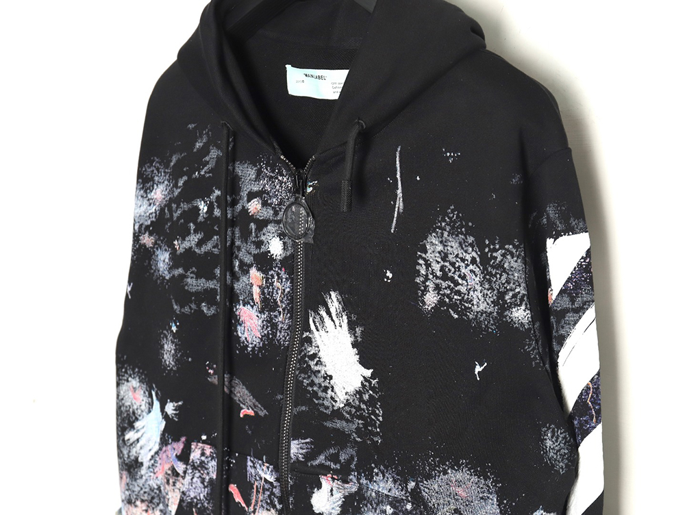 off-white starry sky fireworks splash ink zipper sweatshirt