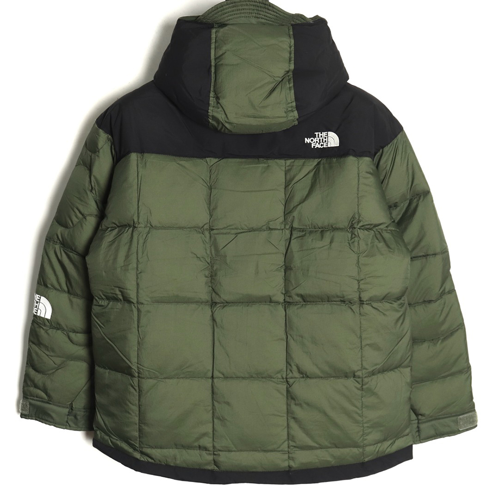 The North Face colorblock print zip-up hooded down jacket