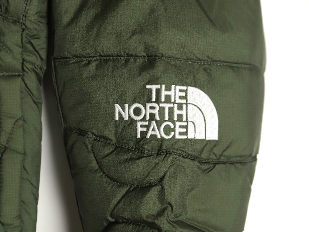The North Face colorblock print zip-up hooded down jacket