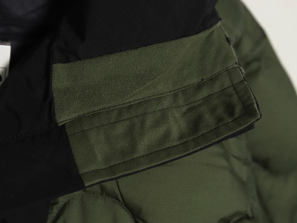 The North Face colorblock print zip-up hooded down jacket