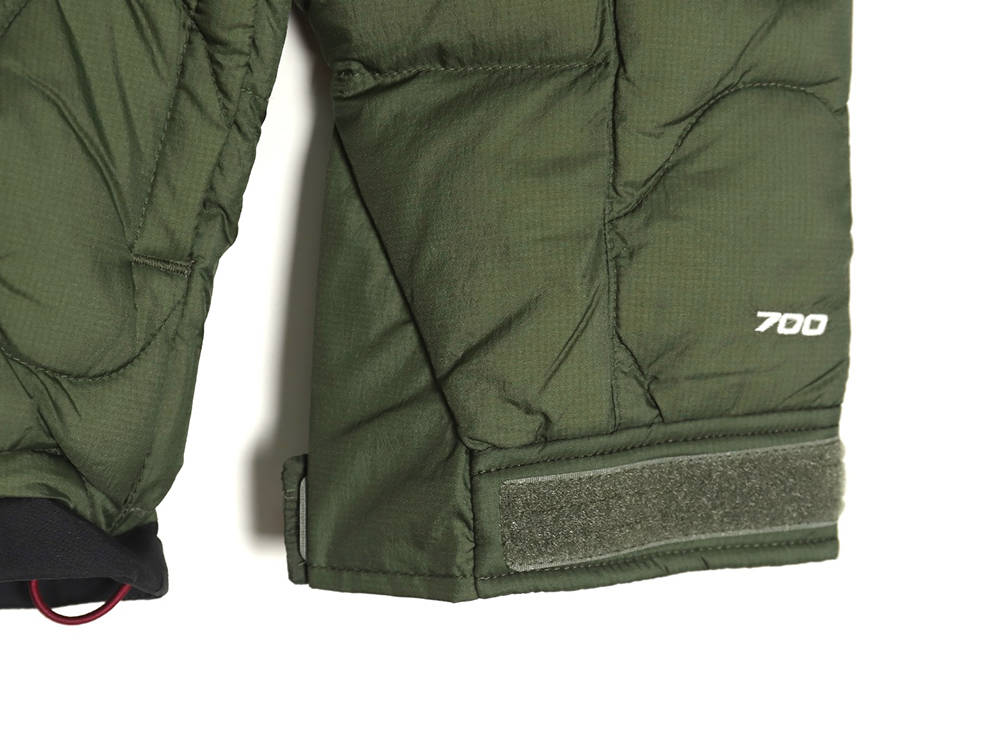 The North Face colorblock print zip-up hooded down jacket