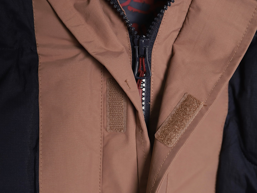 The North Face colorblock print zip-up hooded down jacket TSK1