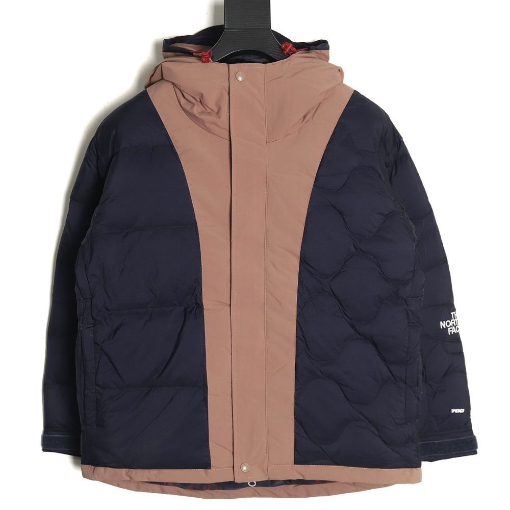 The North Face colorblock print zip-up hooded down jacket TSK1