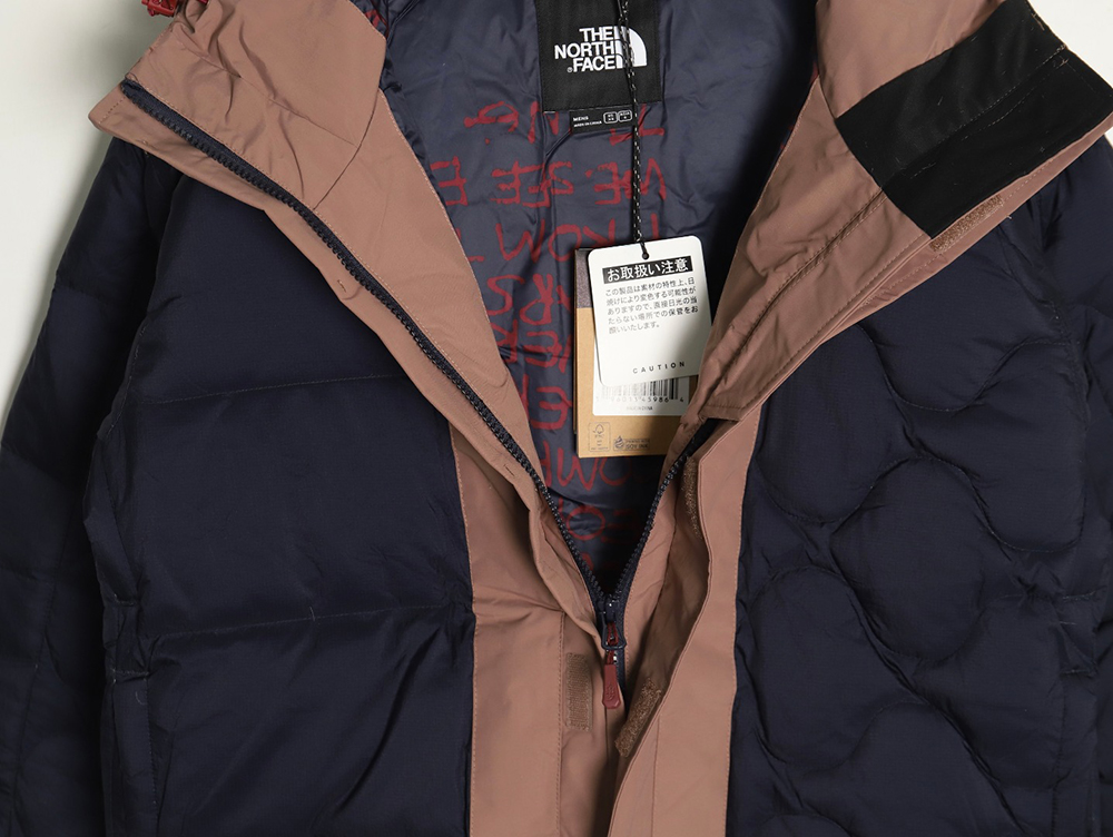 The North Face colorblock print zip-up hooded down jacket TSK1