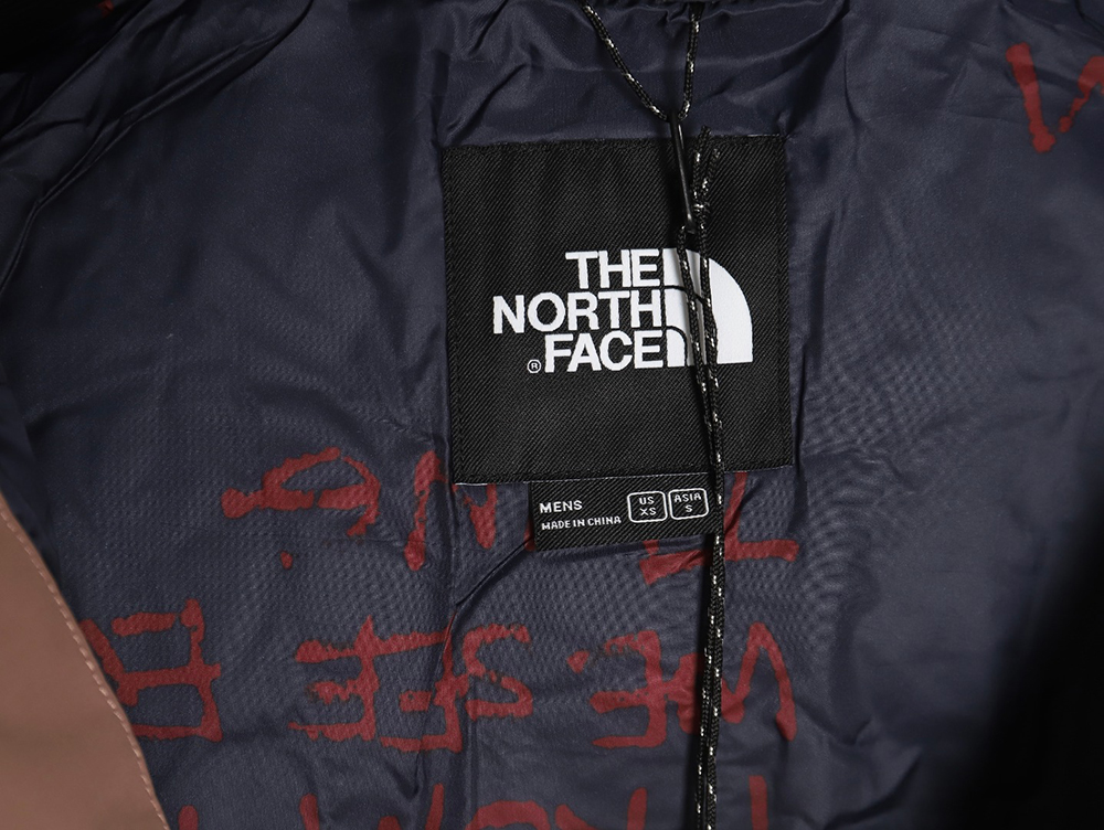 The North Face colorblock print zip-up hooded down jacket TSK1