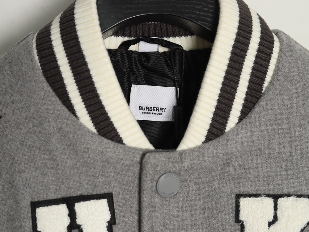 Burberry Grey Paneled Baseball Jacket