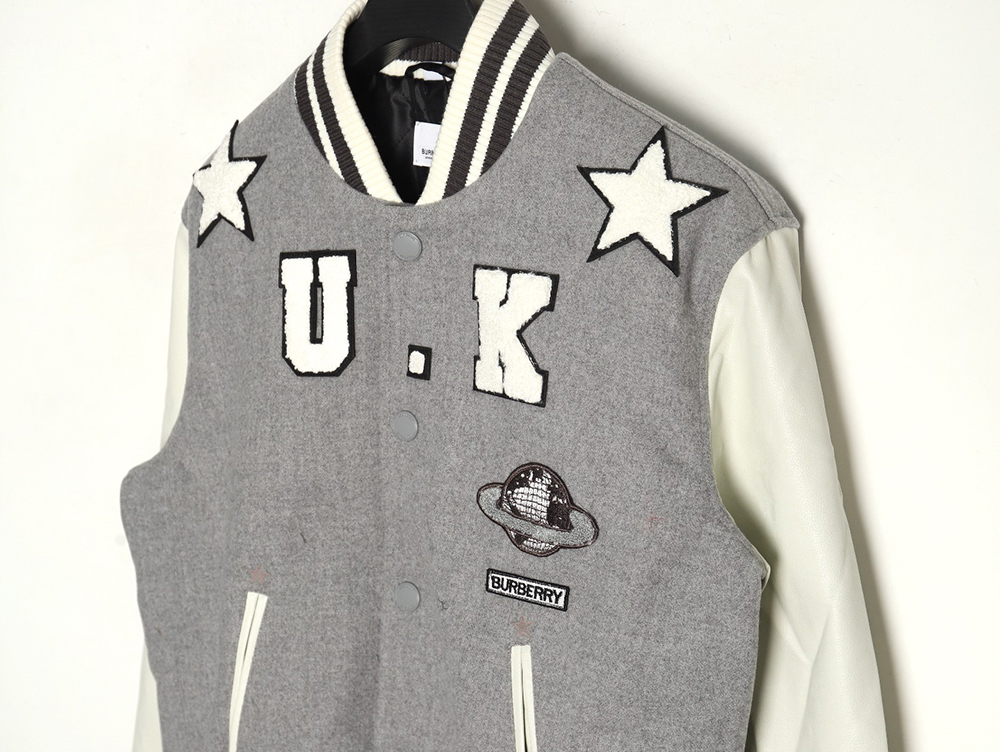 Burberry Grey Paneled Baseball Jacket