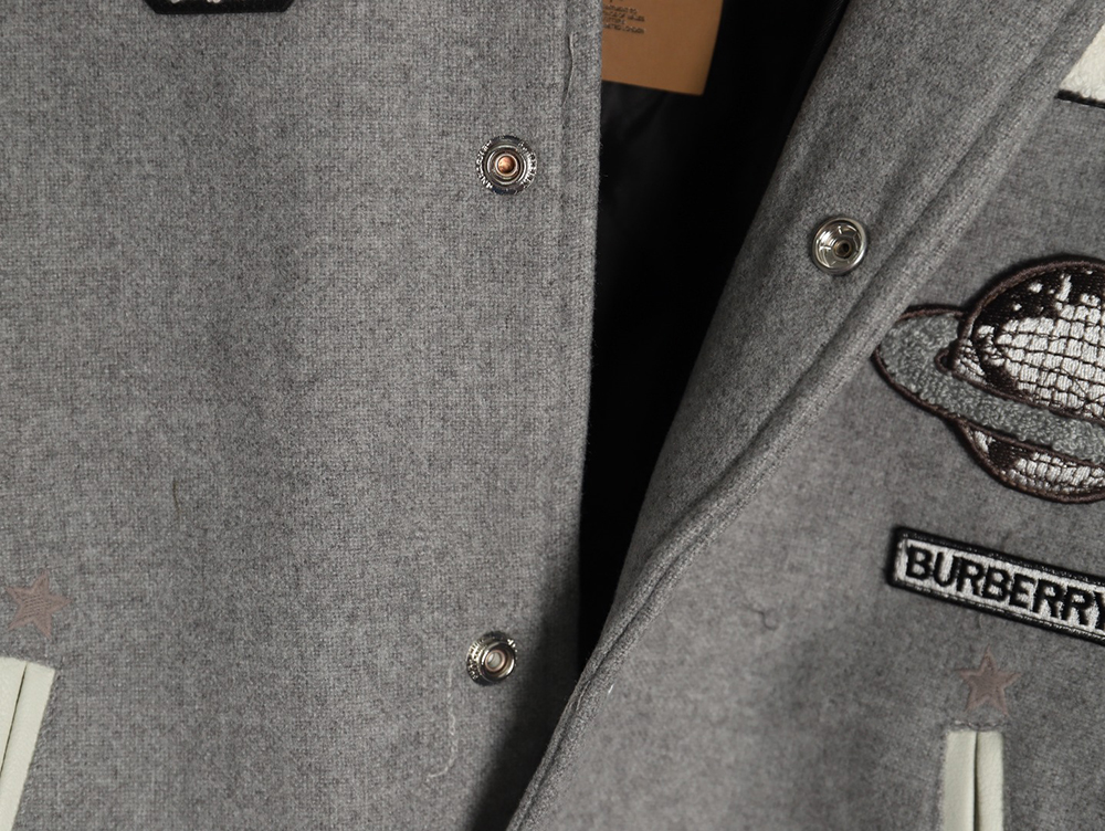 Burberry Grey Paneled Baseball Jacket