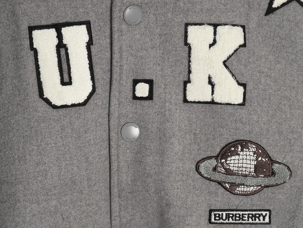 Burberry Grey Paneled Baseball Jacket