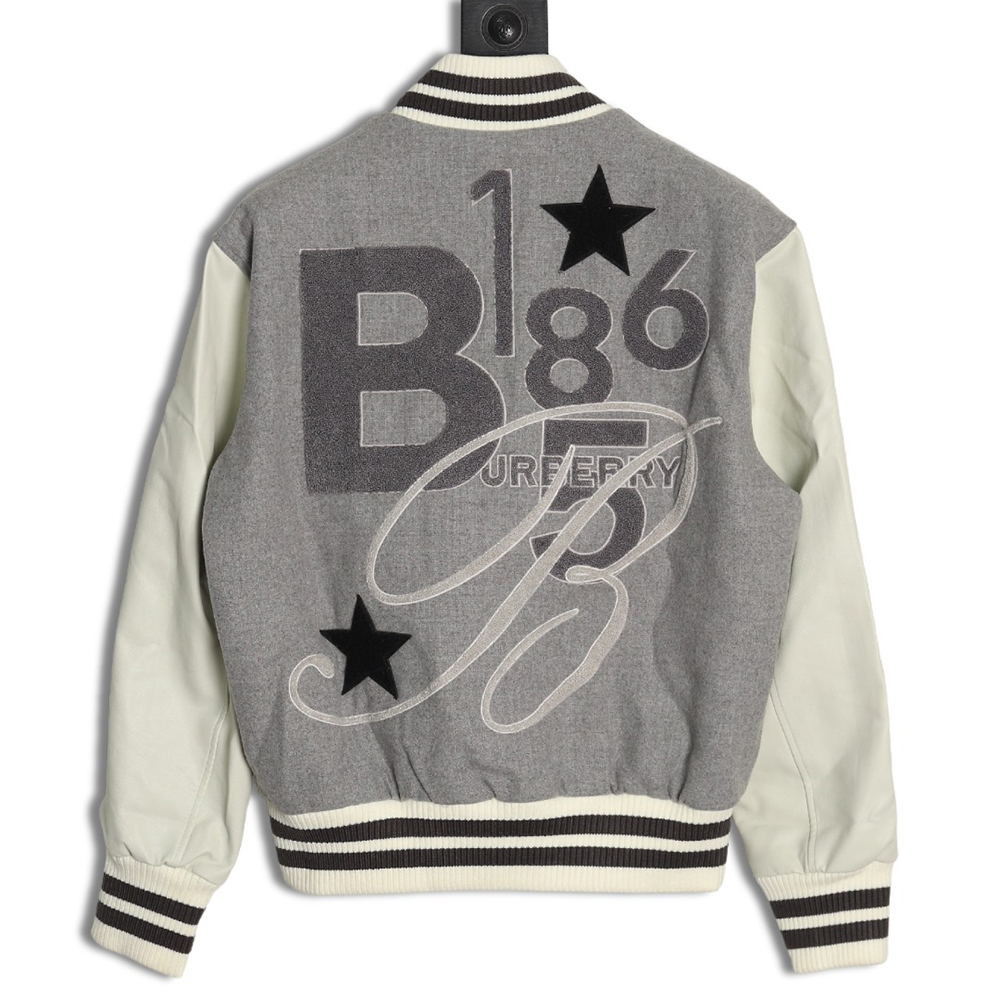 Burberry Grey Paneled Baseball Jacket