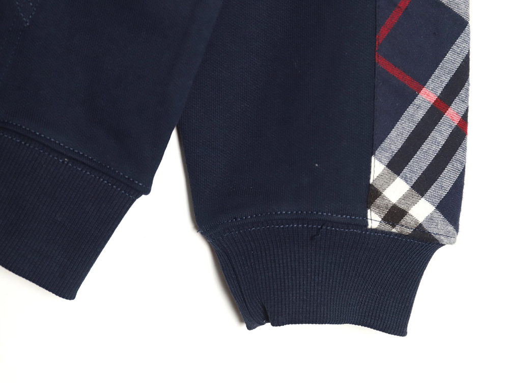 Burberry embroidered TB check patchwork zip-up sweatshirt TSK1