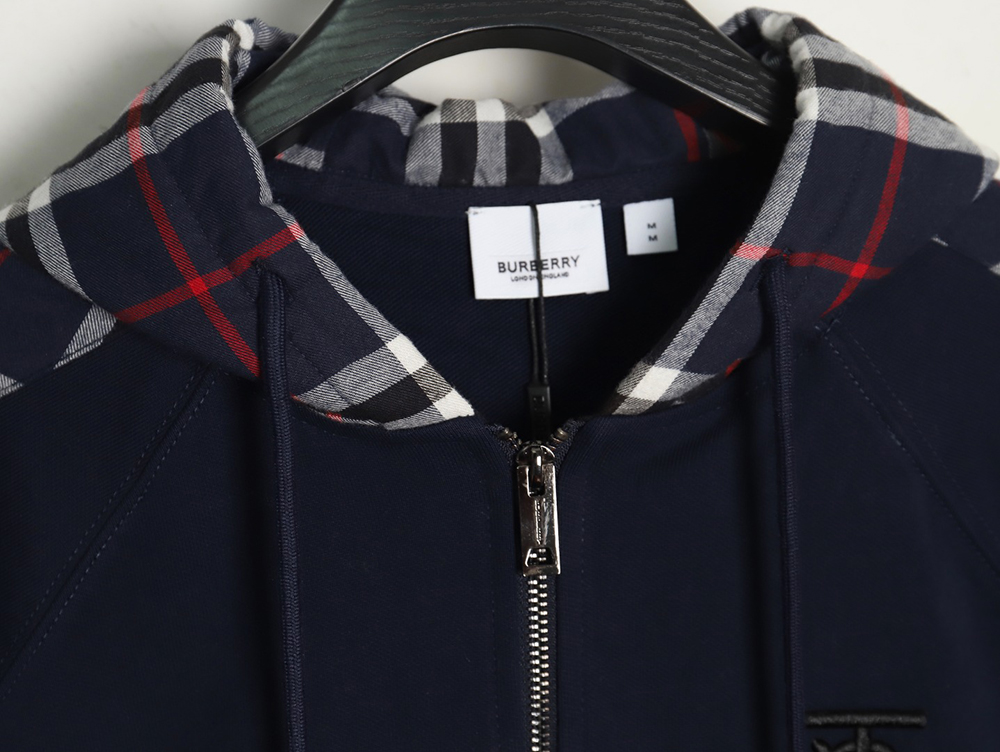 Burberry embroidered TB check patchwork zip-up sweatshirt TSK1