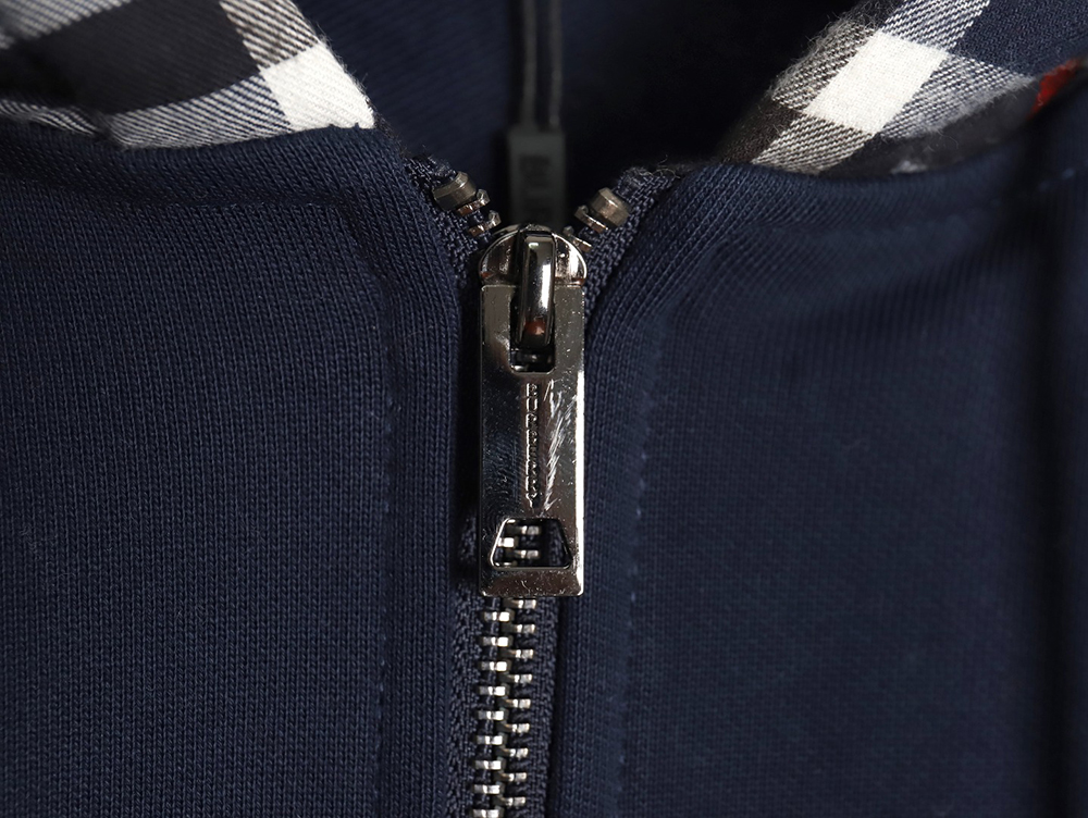 Burberry embroidered TB check patchwork zip-up sweatshirt TSK1