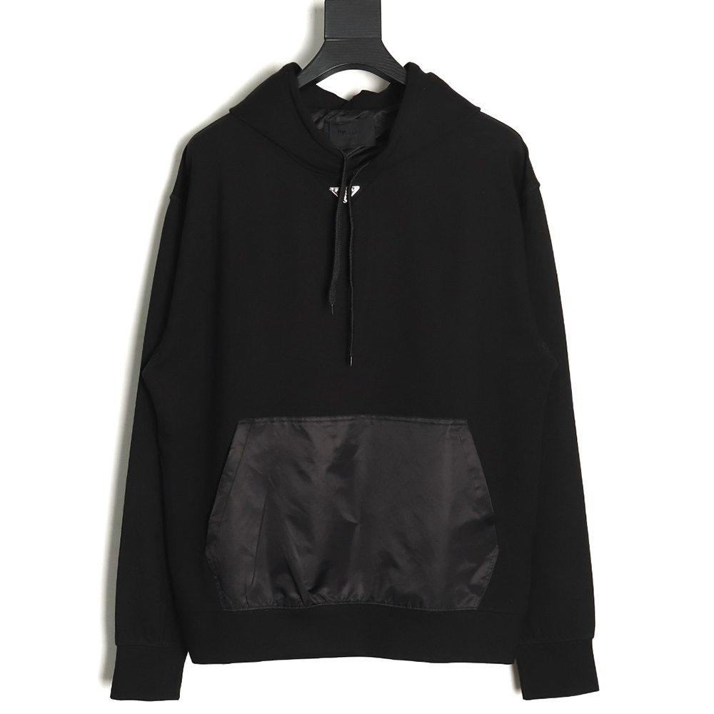 Prada collar triangle nylon pocket hoodie