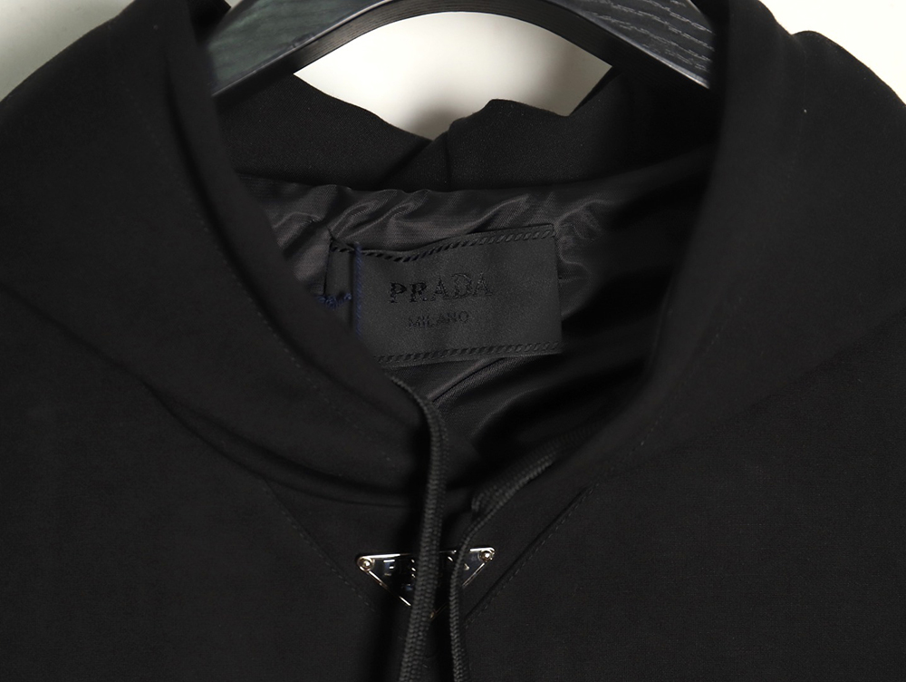Prada collar triangle nylon pocket hoodie