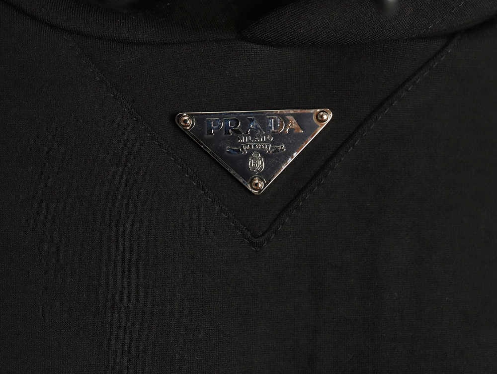 Prada collar triangle nylon pocket hoodie