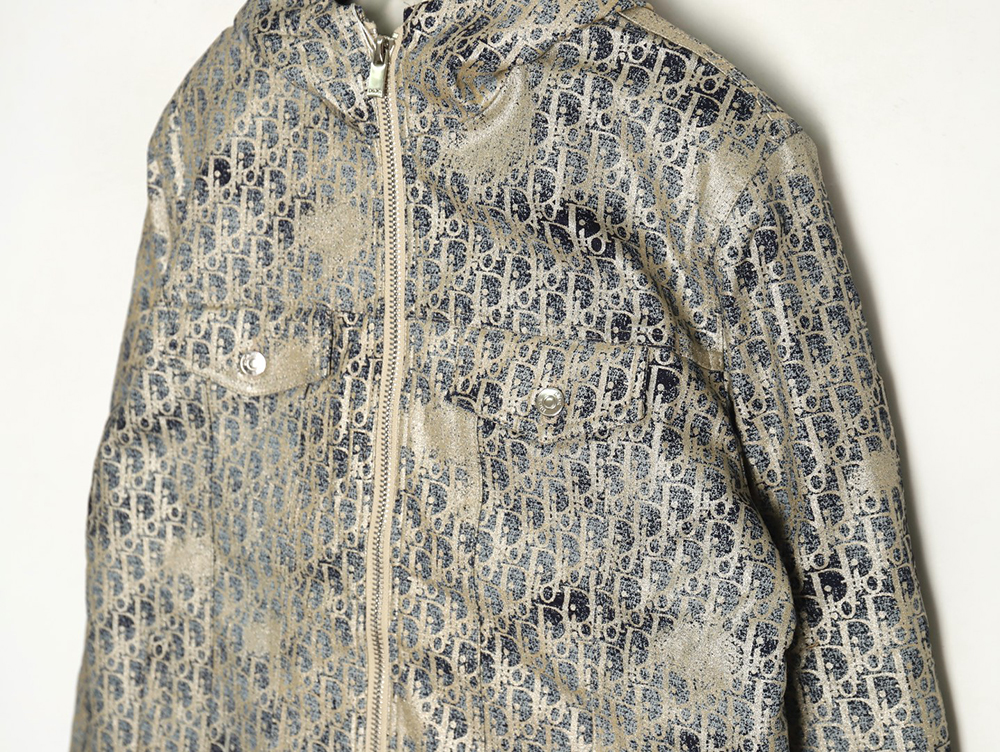 Dior all over print jacquard hooded down jacket